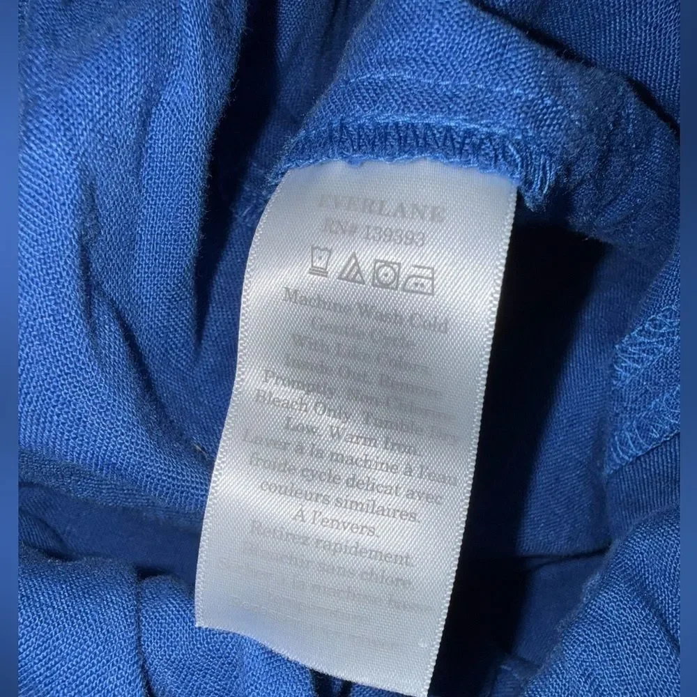 Everlane women’s blue 100% Linen Shoestring Jumpsuit Sixe XS EUC earthy comfort
